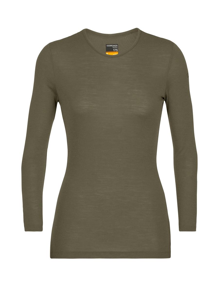 Loden Women's Icebreaker Merino 175 Everyday Long Sleeve Crewe Thermal Top Base Layers | USA 1909ILHS